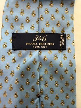 Brooks Brothers Blue Silk Tie with Gold Paisley Motif